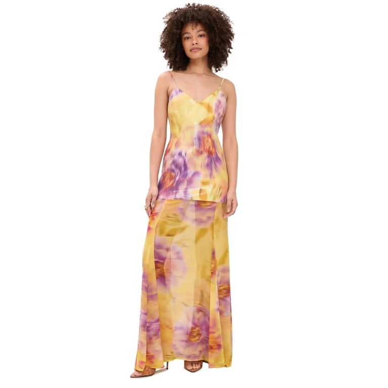 Runaway the Label Tulia Low Back Maxi Dress Suri Yellow XS
