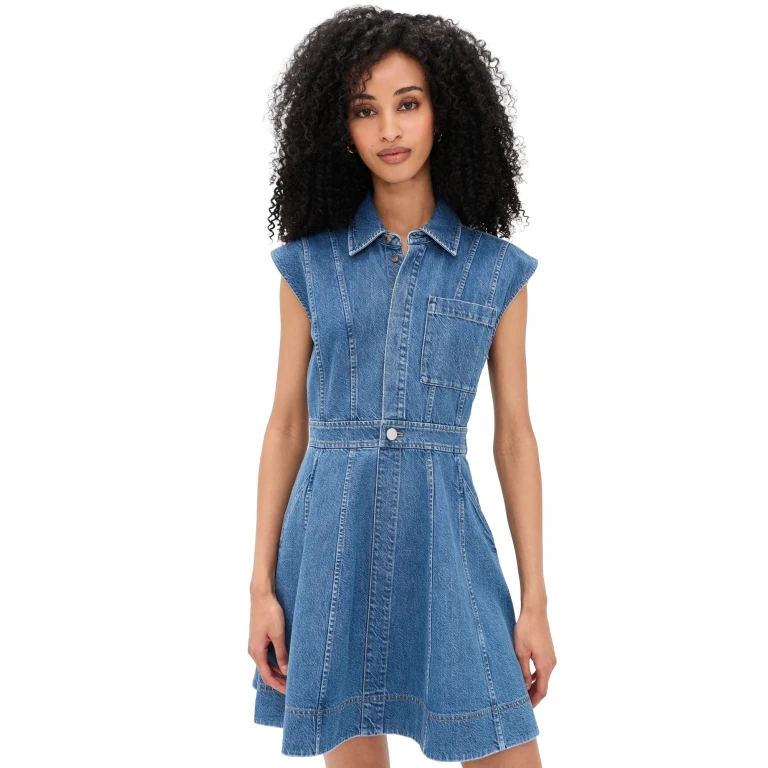 Tanya Taylor Hailey Denim Dress Medium Indigo Blue 4