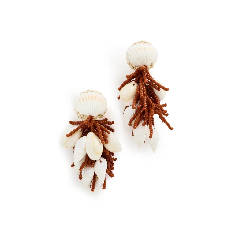 Johanna Ortiz Whimsical Waters Earrings Ecru/Rust One Size