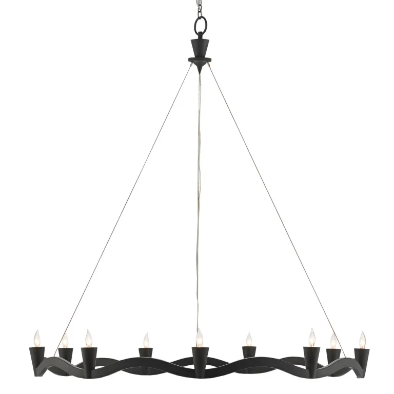 Antique Black Nine Light Chandelier from the Serpentina Collection