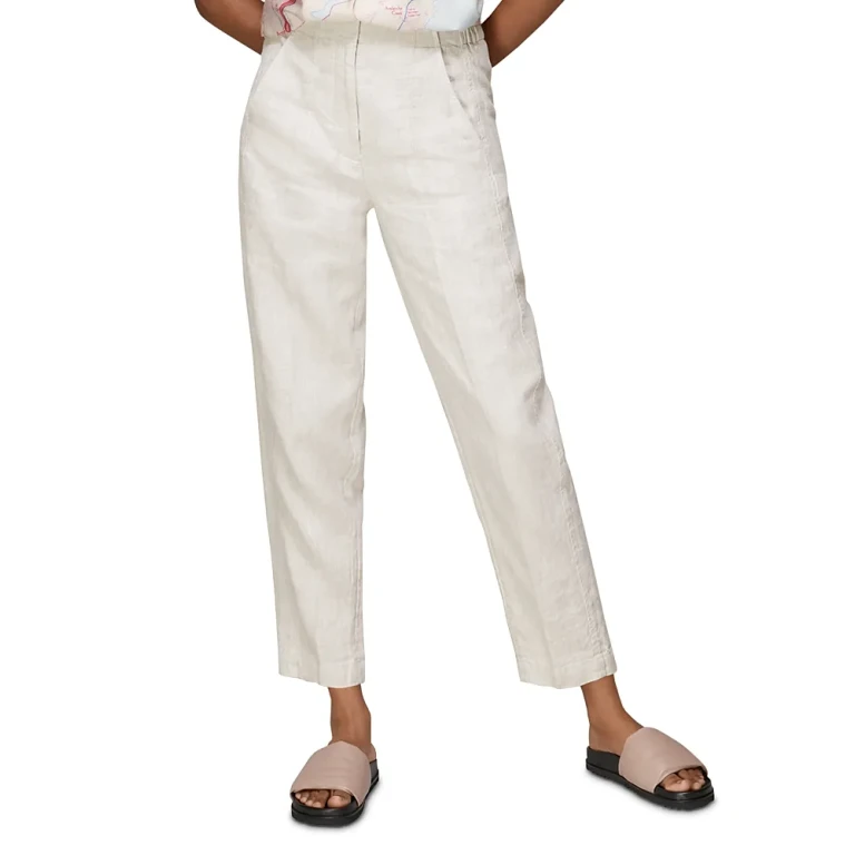 Whistles Linen Barrel Leg Trousers