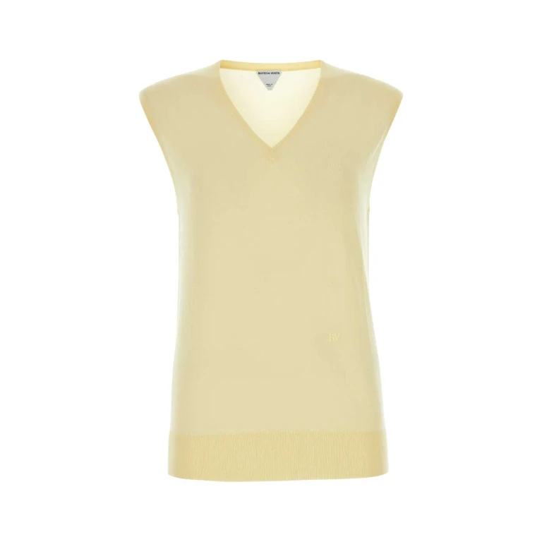 Bottega Veneta Pastel Yellow Cotton Blend Vest Daffodil Exterior: Nylon Maglieria - Women