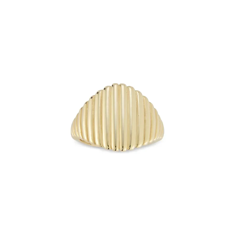 Bloomingdale's Fine Collection 14K Yellow Gold Graduated Ribbed Signet Ring