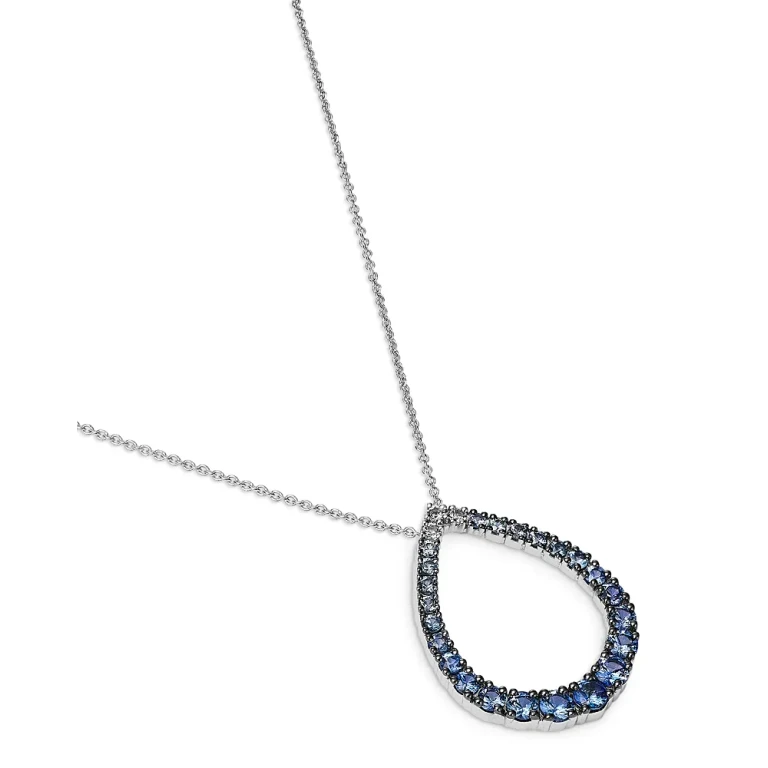 Sapphire Ombre Pendant Necklace in 14K White Gold, 20