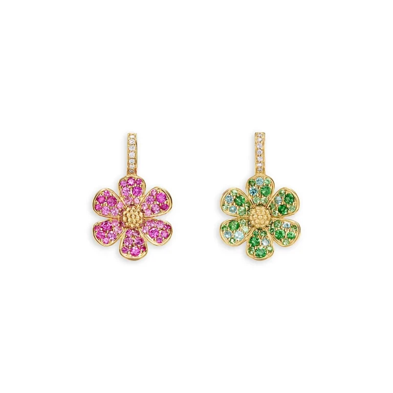 Temple St. Clair 18K Yellow Gold Butterfly Multi-Gemstone & Diamond Mismatch Flower Drop Earrings