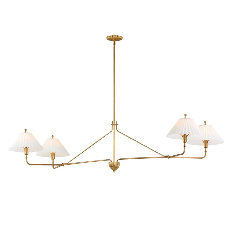 Gold Leaf Four Light Linear Pendant from the Kismet Collection