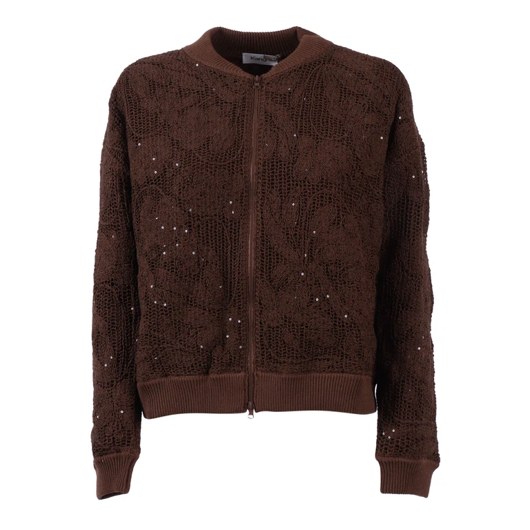 Kangra Cashmere Lined Cornely Bomber Jacket With Sequins Brown Cotton Polyamide - Women