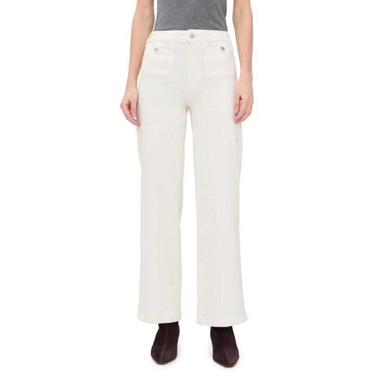 PAIGE Anessa Jeans 31 with Rounded Inset Pockets Tonal Ecru 32