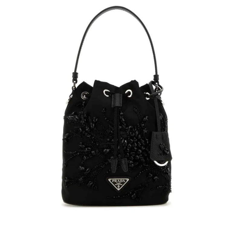 Black Nylon Bucket Bag