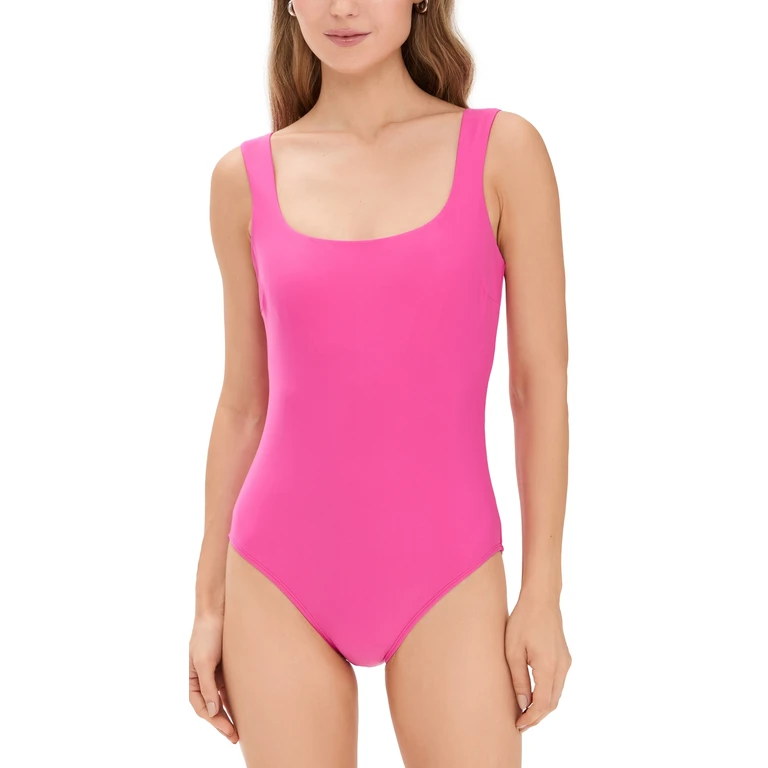 STYLEST DreamSculpt Square Neck Tank Suit Hot Pink S