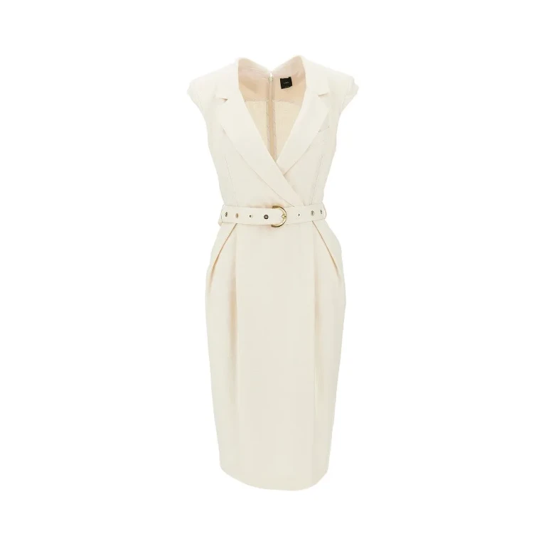 PINKO Panama fabric midi dress with belt Woman 38