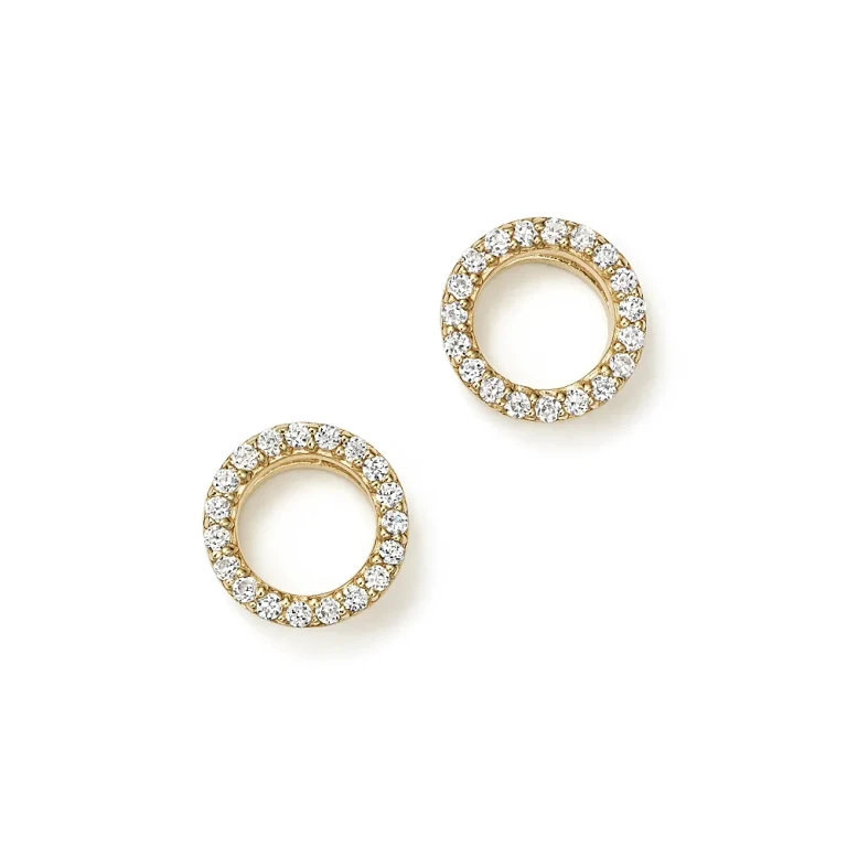 Diamond Circle Stud Earrings in 14K Yellow Gold, .20 tcw
