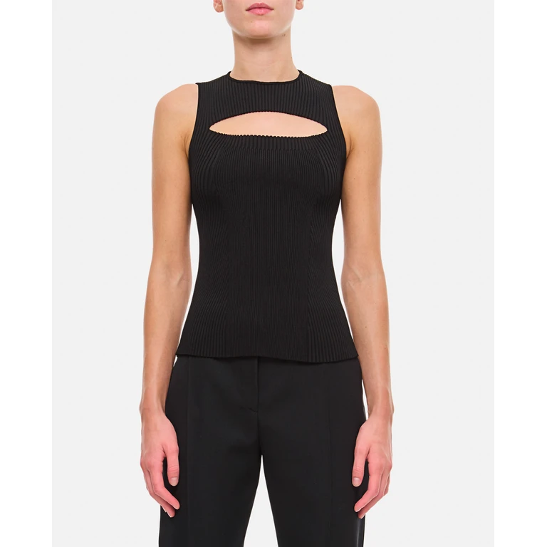 Alexander McQueen Slashed Knit Sleeveless Top