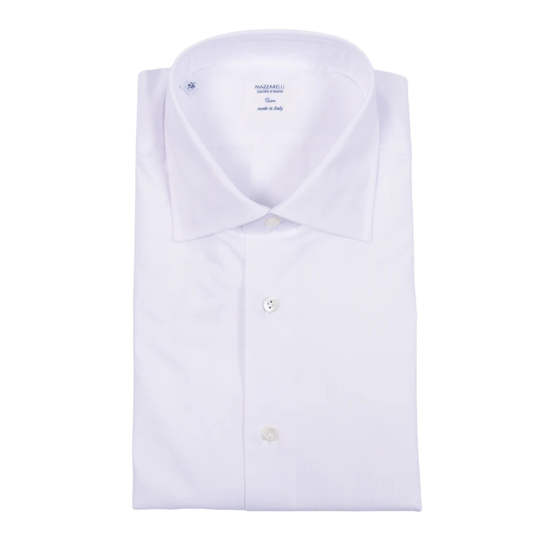 Mazzarelli Camicie Slim Fit Cotton Shirt White - Men