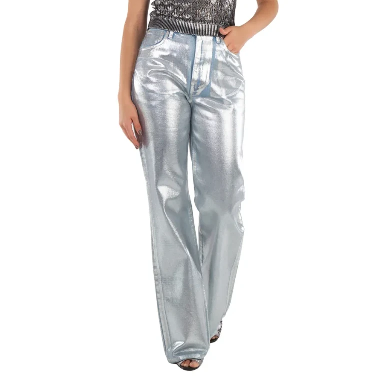 Rabanne Ladies Straight Leg Metallic Denim Jeans
