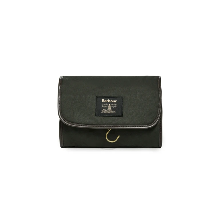 Barbour Wax Hanging Washbag Olive