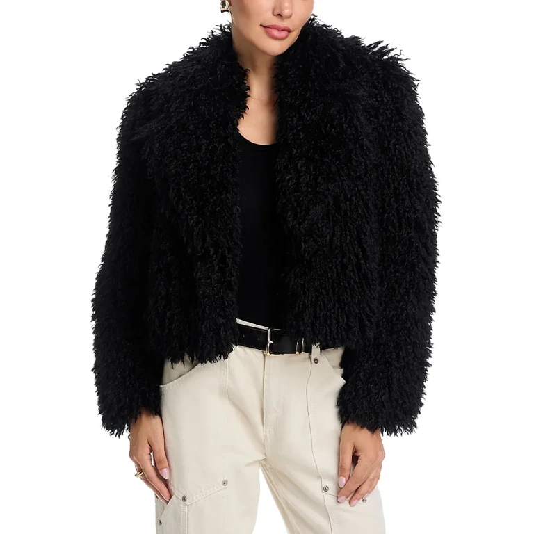 L'Agence Aura Crop Faux Fur Coat