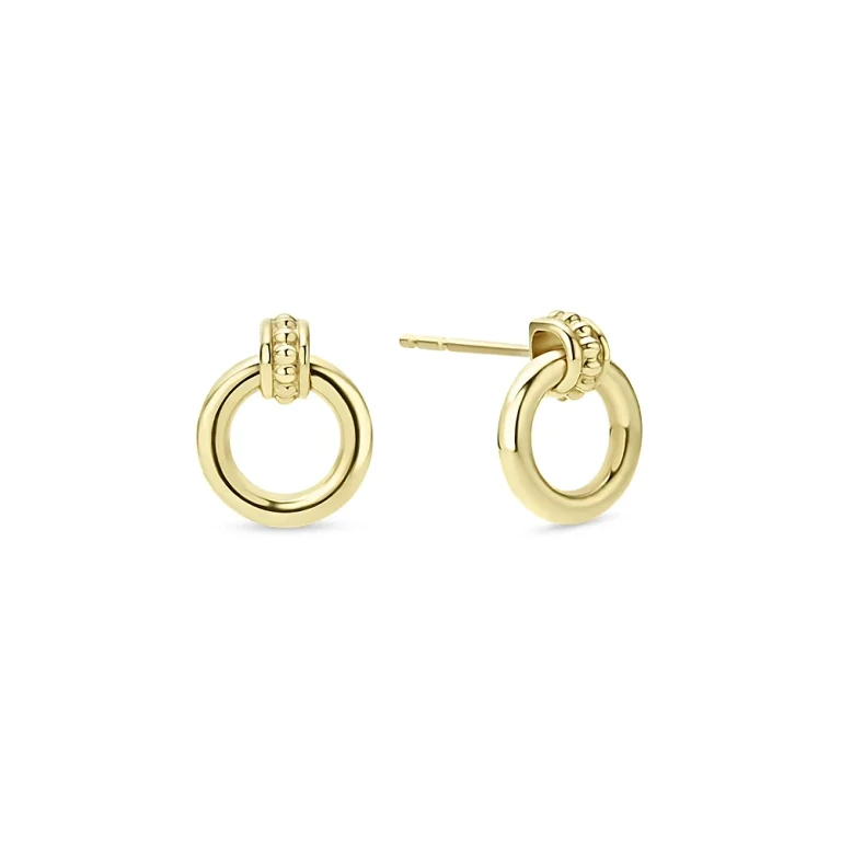 Lagos Meridian 18K Yellow Gold Caviar Polished Circle Drop Earrings