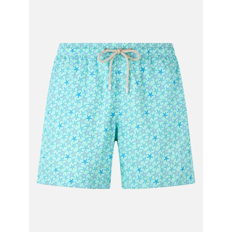MC2 Saint Barth Lighting Micro Fantasy Light Blue Starfish Print Swim Shorts