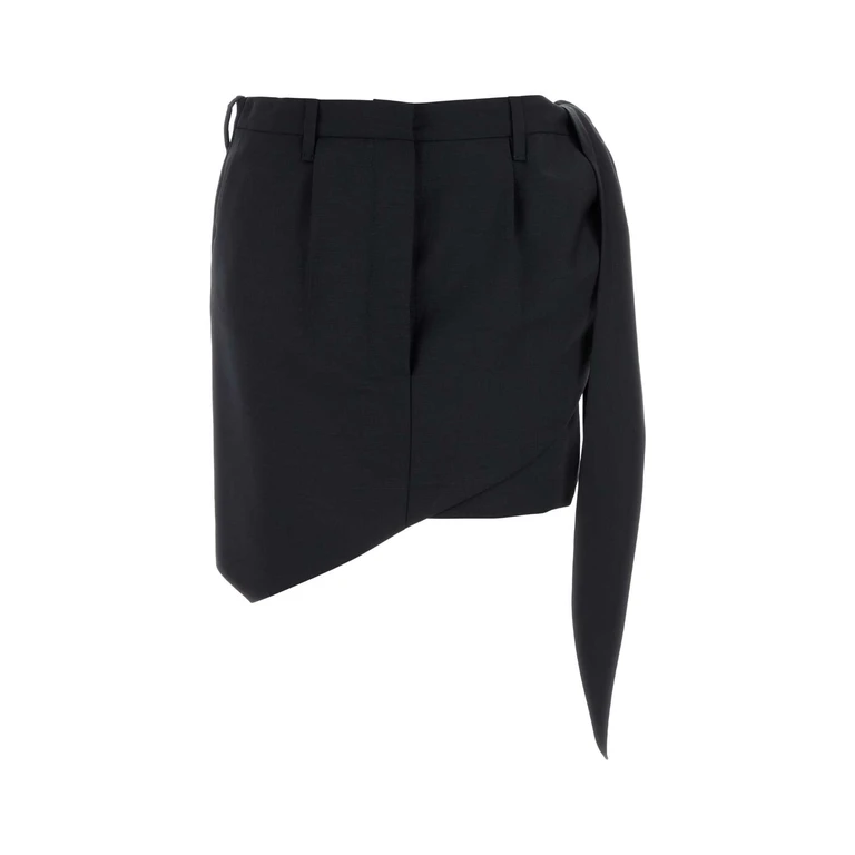 Prada Midnight Blue Mohair Blend Mini Skirt Bleu Wmwv Gonne - Women