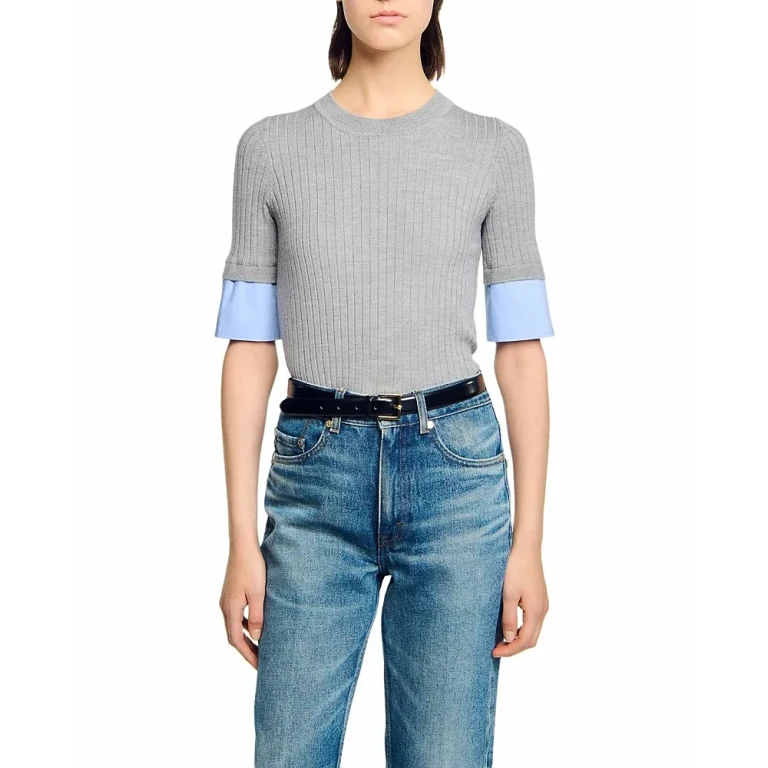 Sandro Contrast Sleeve Sweater