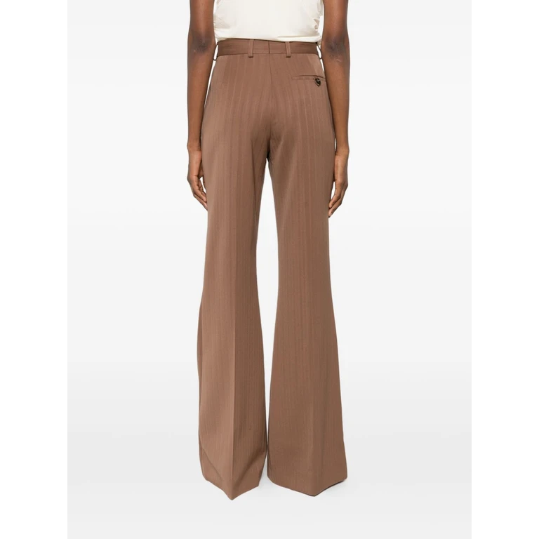 Stella McCartney Trousers Leather Brown Wool - Women