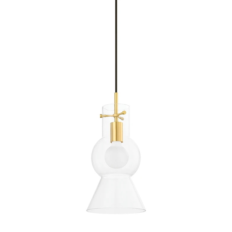 Aged Brass One Light Pendant from the Mirabel Collection