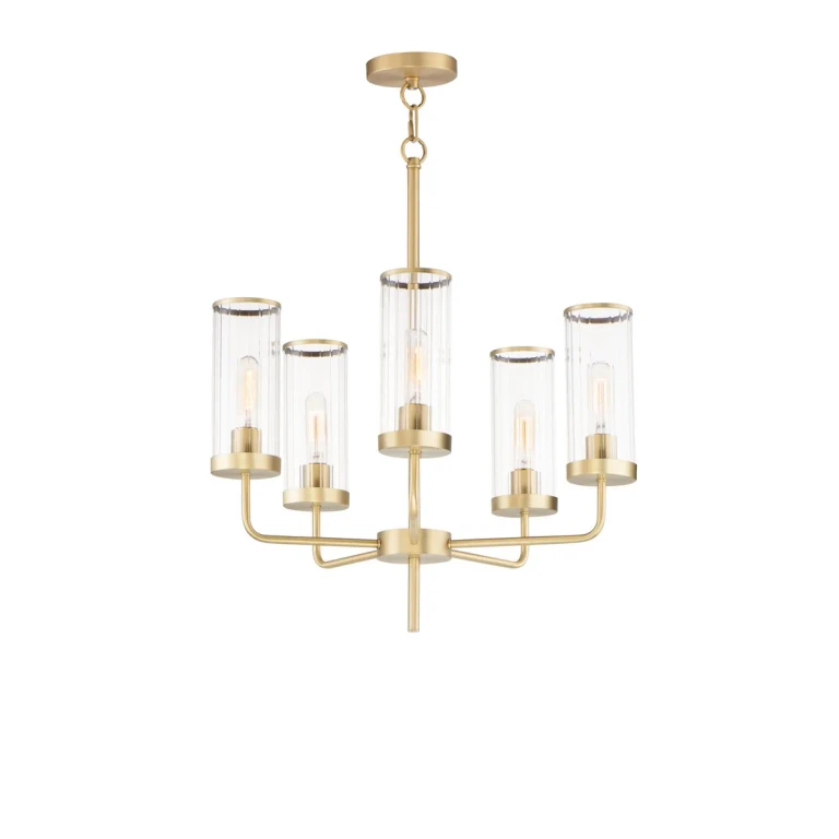 Satin Brass Five Light Chandelier from the Crosby Collection