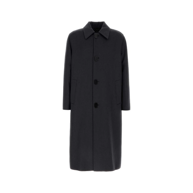 Fendi Charcoal Wool Blend Coat Indaco Cappotti - Men