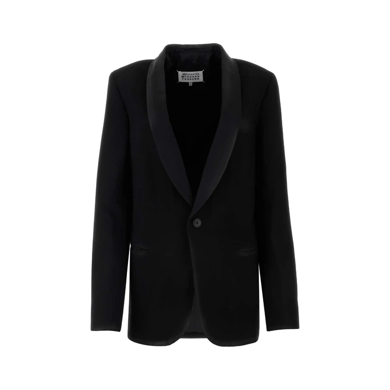Maison Margiela Black Gabardine Blazer Blackshiny Giacche E Gilet - Women