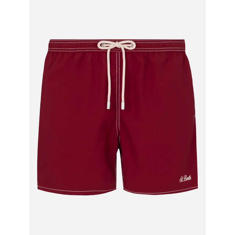 Mc2 Saint Barth Burgundy Mid-Length Classic Light Swim Shorts Patmos Red Swimshort - Men