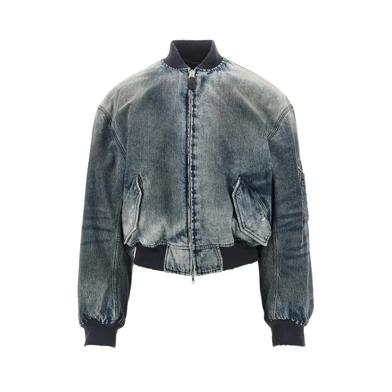 Chaqueta Bomber de Mezclilla con Efecto Desgastado Balenciaga
