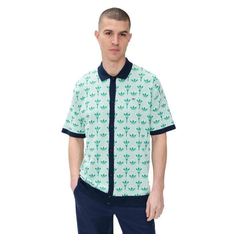 Adidas Golf Originals Knit Polo White/Clear Mint/Court Green XL