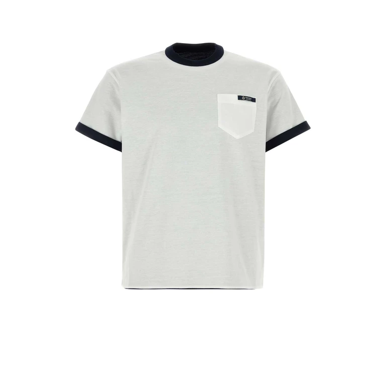 White Cotton Reversible T-Shirt Bianco+navy Exterior - Men