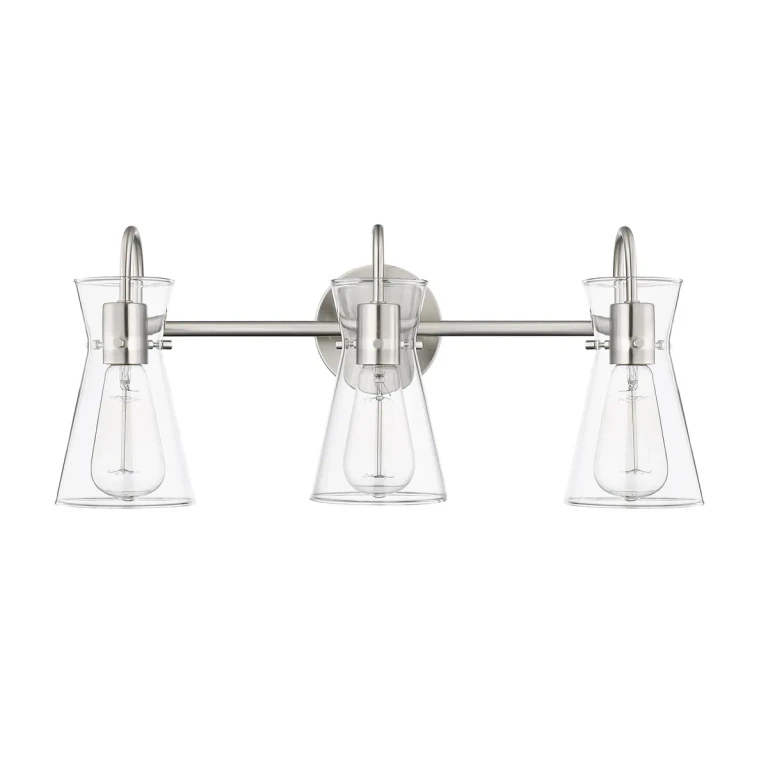 Brushed Nickel Three Light Vanity from the Camellia Collection