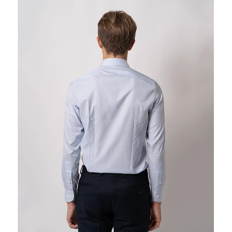 Larusmiani Tailored Cotton Shirt Times Lightblue Hand Made - Men