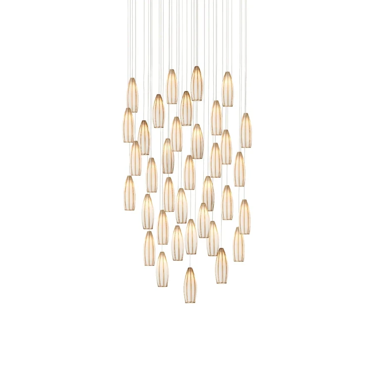 White Antique Brass 36 Light Pendant from the Parish Collection
