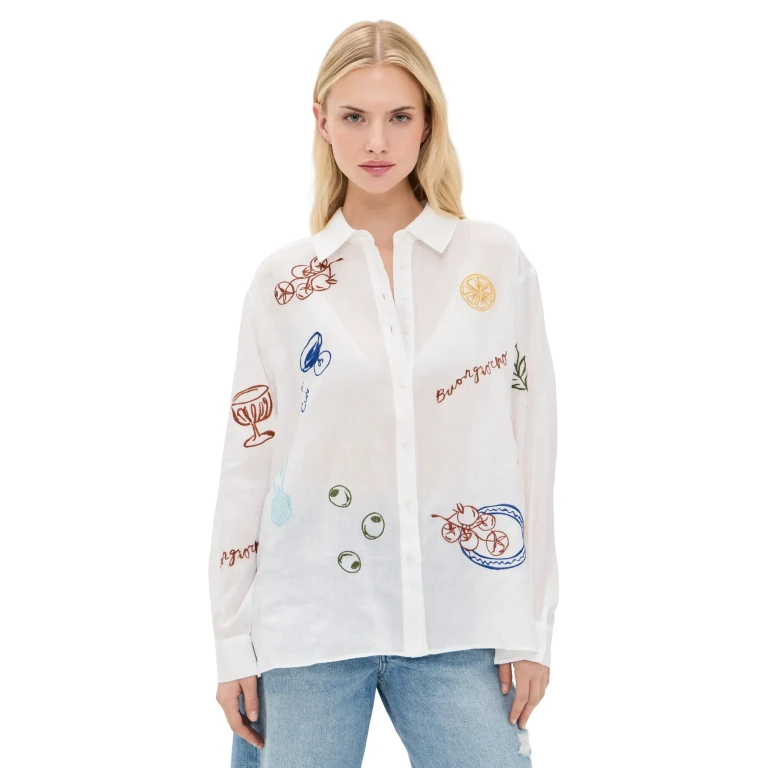 ASTR the Label Trace Picnic Shirt White Picnic S