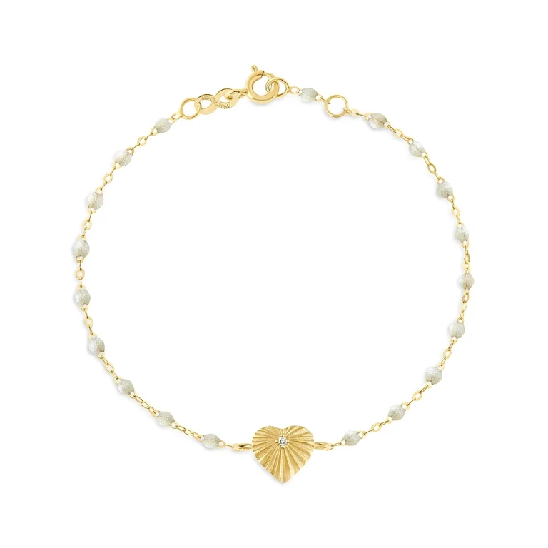 Gig Clozeau 18K Yellow Gold Heart Lumiere Diamond & Opal Bracelet