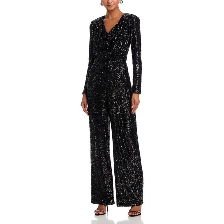 Eliza J Long Sleeve Sequin Jumpsuit