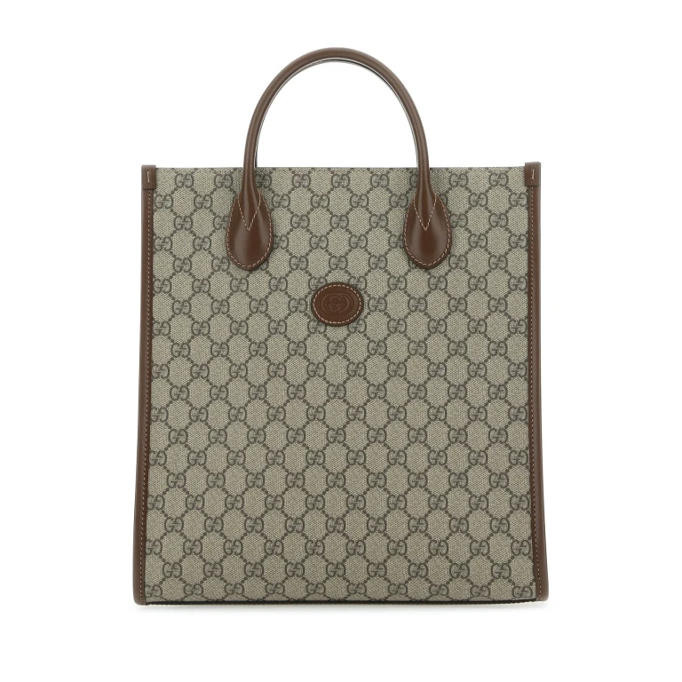 Gucci Gg Supreme Fabric And Leather Handbag