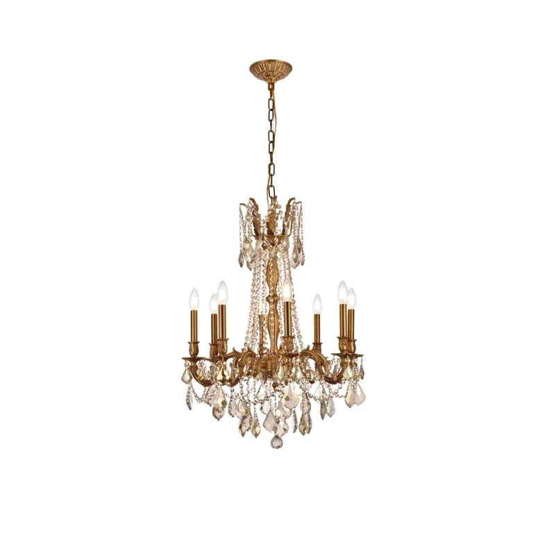 French Gold Eight Light Chandelier from the Rosalia Collection
