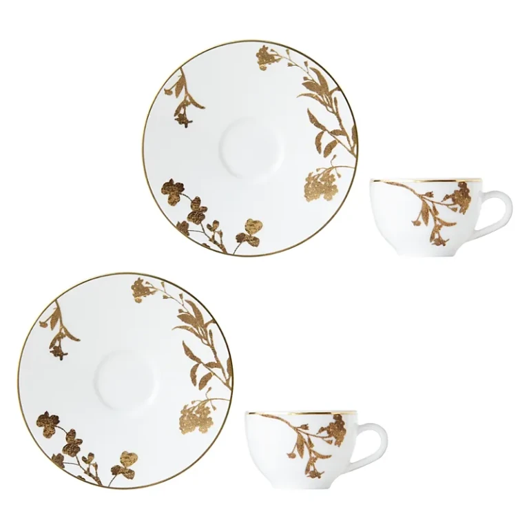Bernardaud Vegetal Or Espresso Cup & Saucer, Set of 2