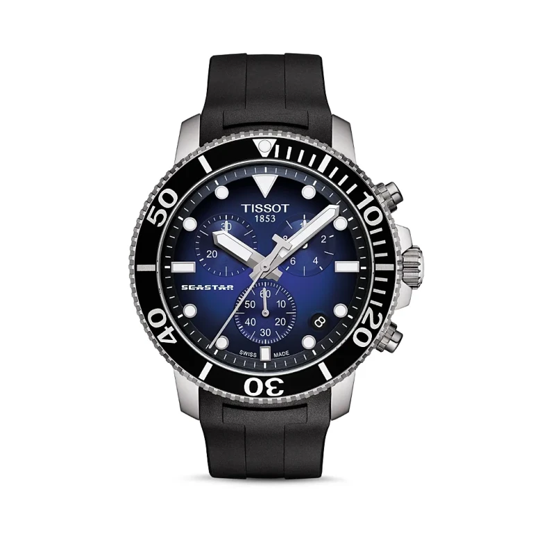 Tissot Seastar 1000 Blue-Dial & Black Rubber Strap Chronograph, 45.5mm