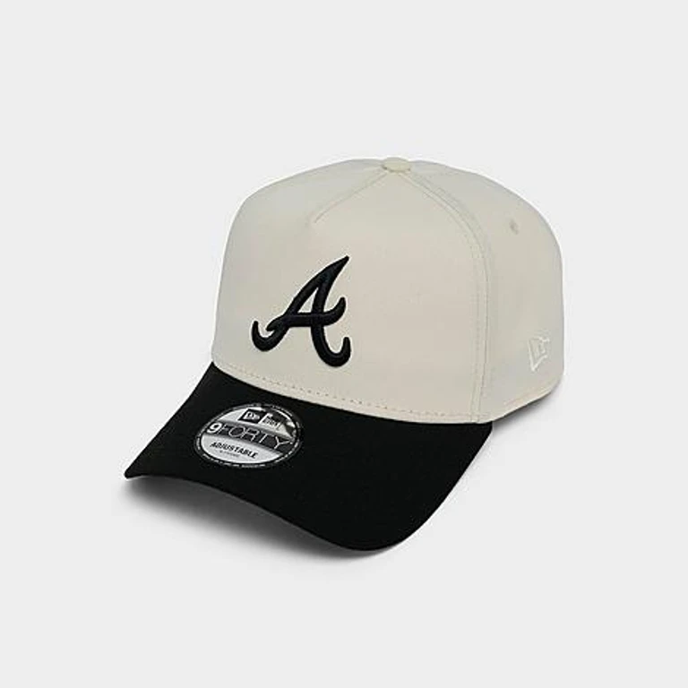 New Era Atlanta Braves MLB 9FORTY A-Frame Snapback Hat in Chrome/Black