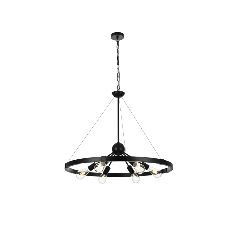 Black Six Light Pendant from the Thora Collection