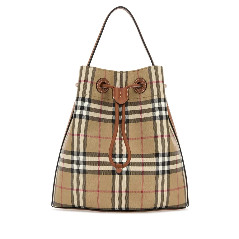 Burberry Printed Canvas Check Bucket Bag Vntg Chk/briar Brown Borse A Secchiello - Unisex