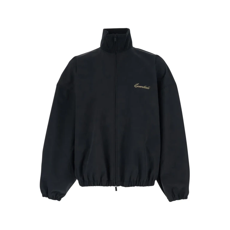 Fear of God Black High Neck Sweatshirt With Elasticated Hems And Logo Lettering On The Front In Stretch Tech Fabric For Men