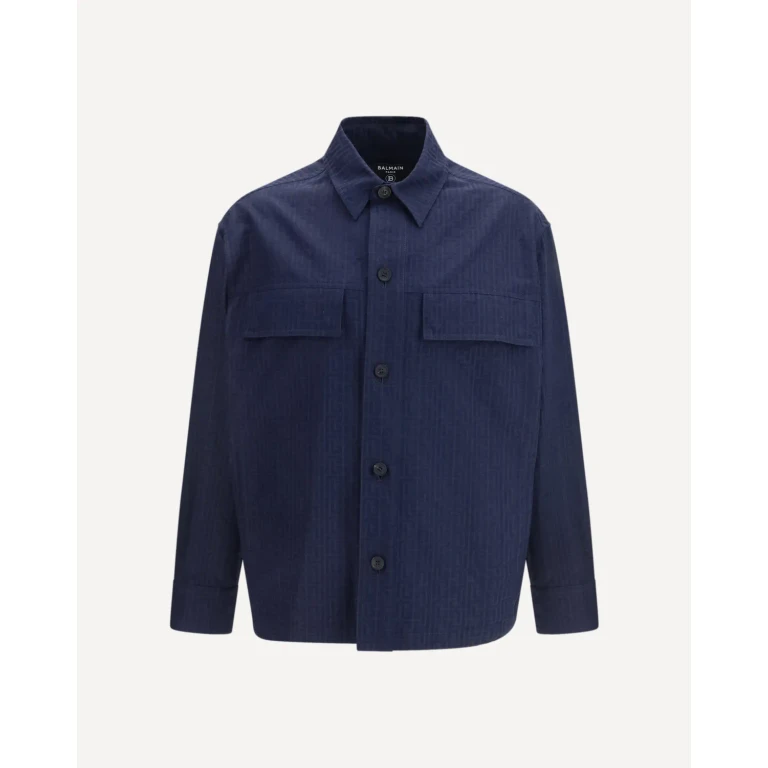 BALMAIN Cotton monogram jacquard Overshirt Male 52