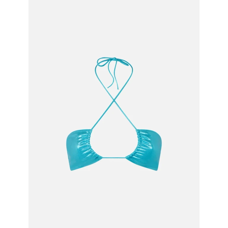 MC2 Saint Barth Dahlia Turquoise Lurex Bandeau Bikini Top